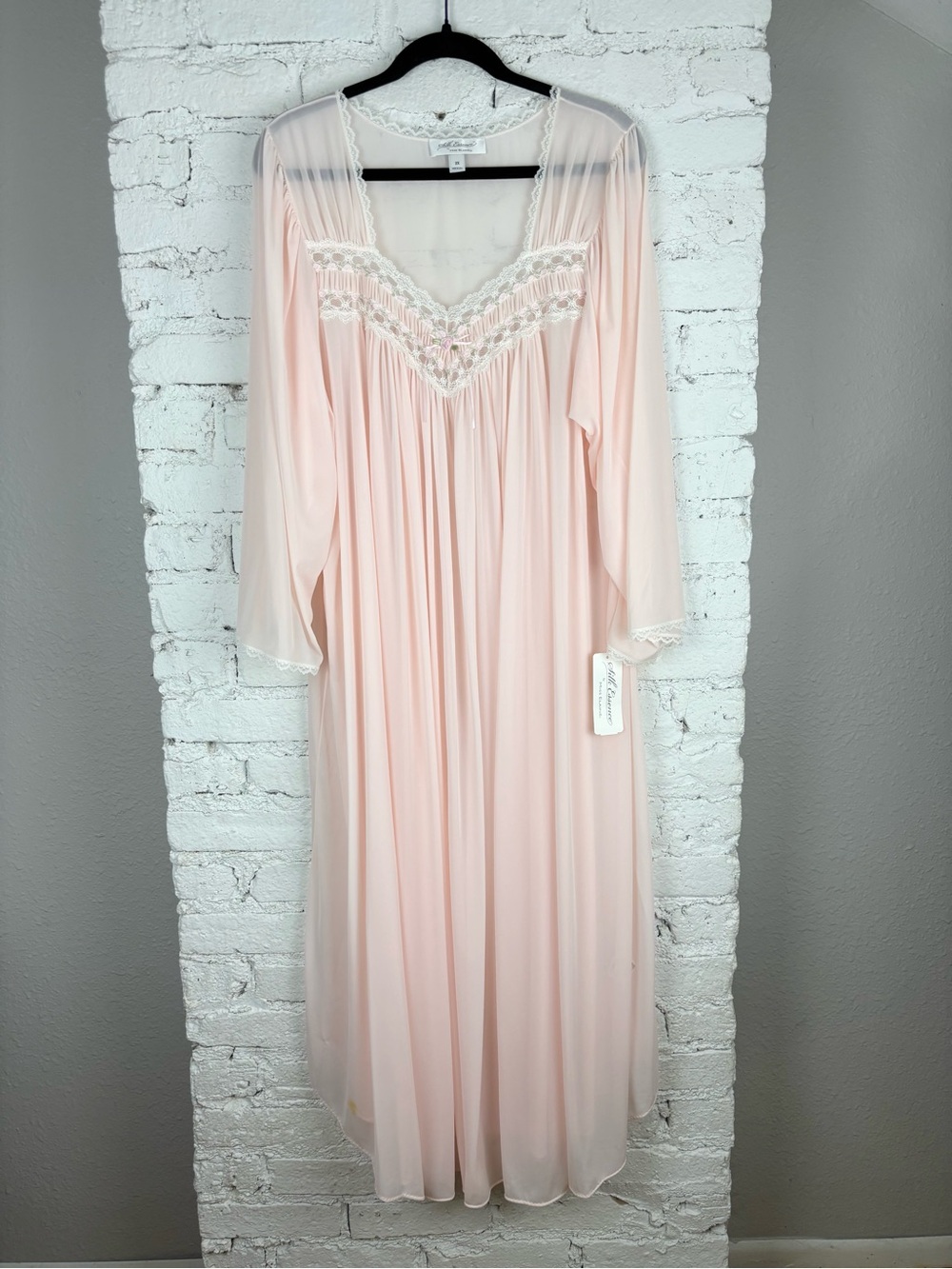 NWT Miss Elaine Romantic Pink Lace Mumu Dress Nightgown 2X